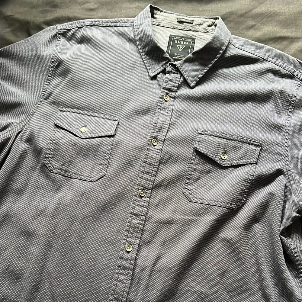 Guess Gray Casual Button Down Shirt